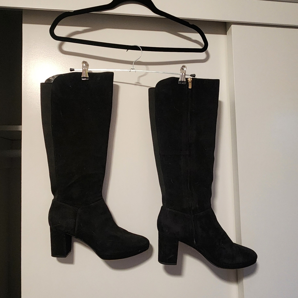 Clarks Suede Black Knee-High Women's Boots Size 10